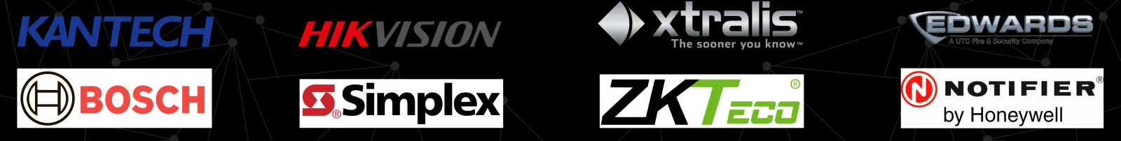 Kantech, Hikvision, Xtralis, Edwards, Bosch, Simplex, ZKTeco y Notifier